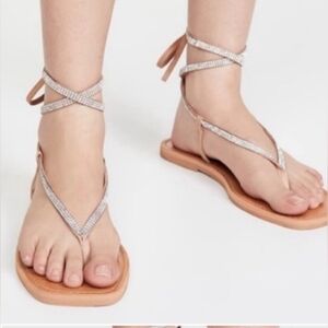 SCHUTZ, Abdula, Black diamond, Ankle Wrap Thong Sandals, Sz. 7.5B